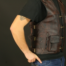 Leather vest m17 sa brown 