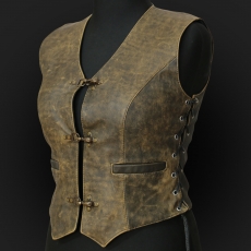 Leather Vest mO5 k olive 